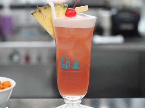 Singapore Sling served at the Raffles Hotel in Singapore.