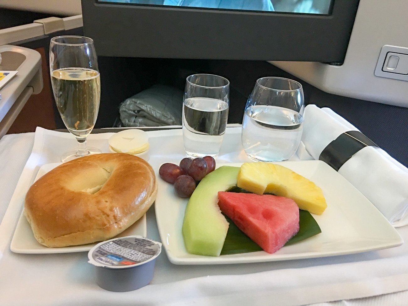 Cathay Pacific business class breakfast starter course
