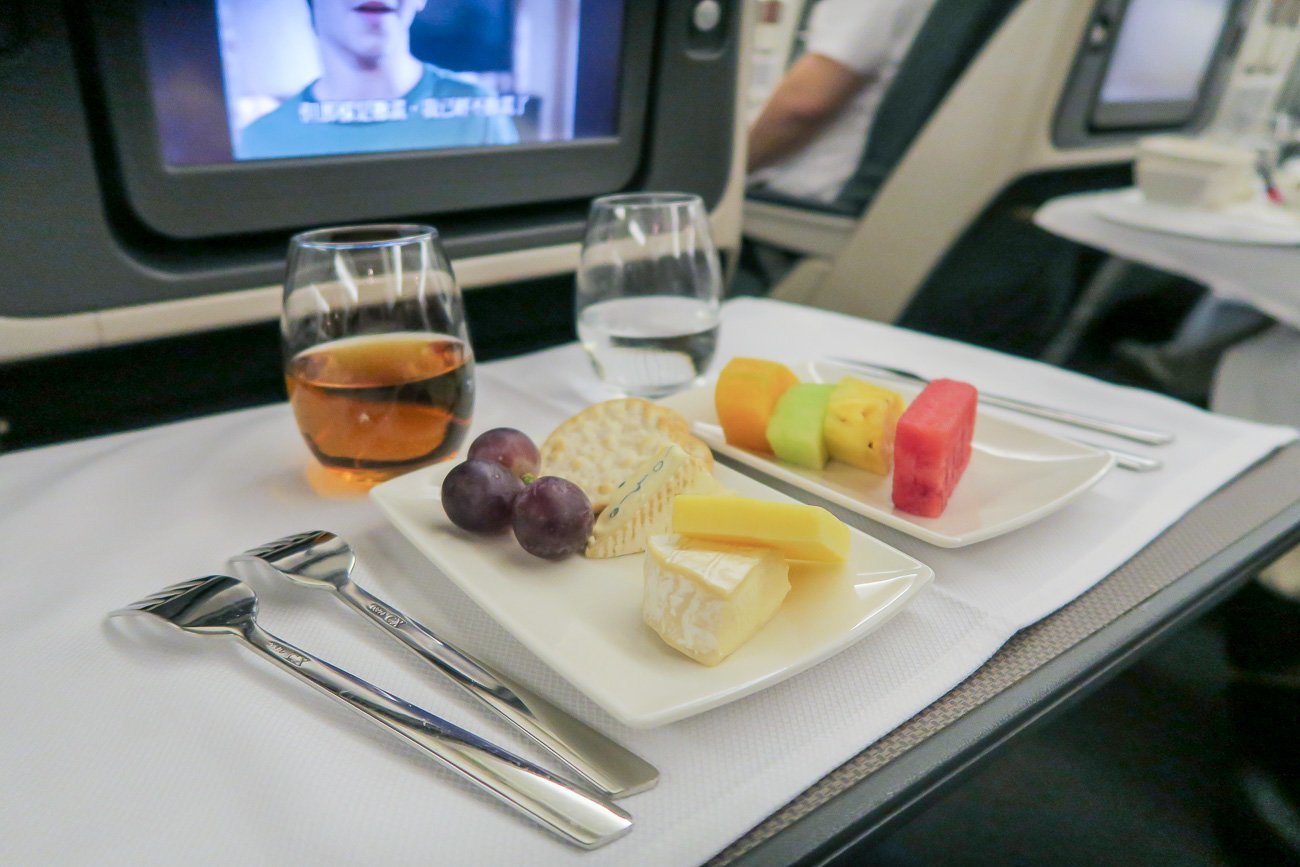 Fruit and cheese course on Cathay Pacific regional business class