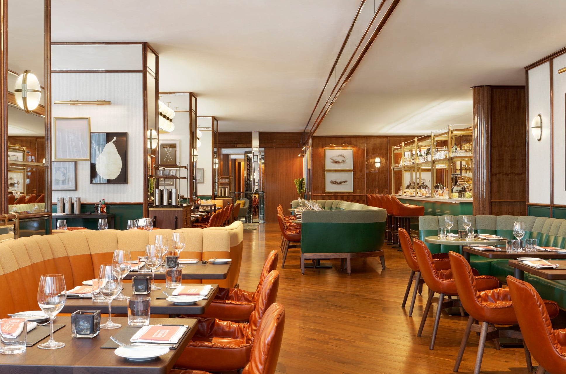 Cafe Boulud restaurant interior during the day.