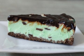 An easy Girl Scout Cookie recipe for Thin Mint ice cream pie.