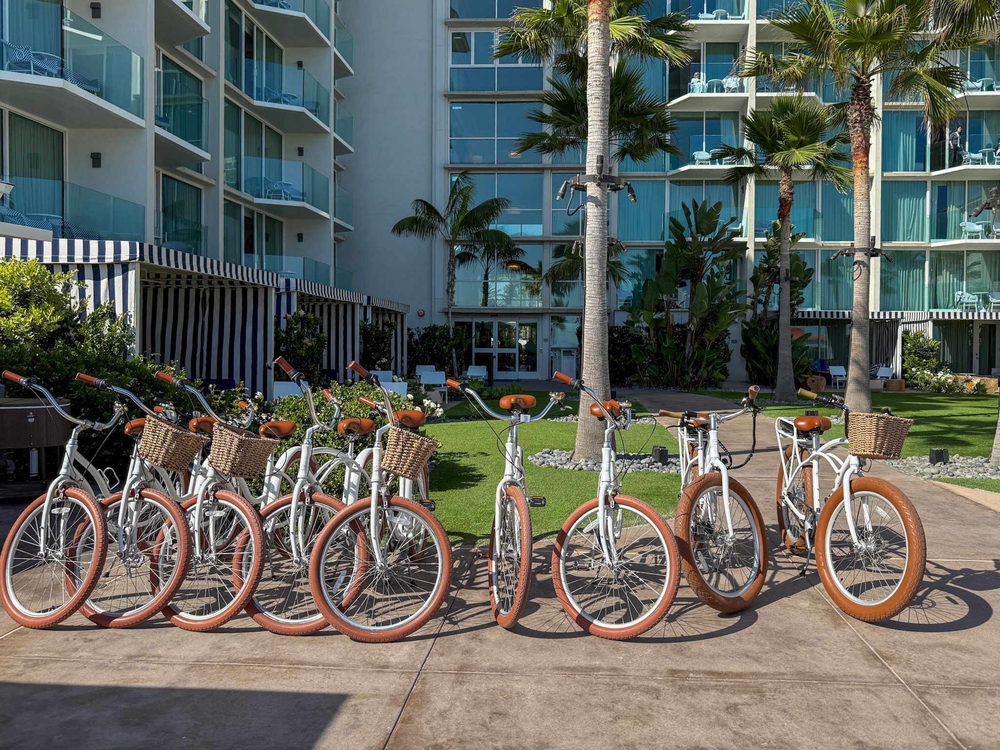 Bikes lined up in front of The Views building at Hotel del Coronado.