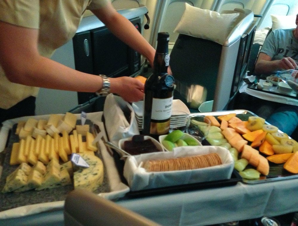 Cathay Pacific business class cheese and port