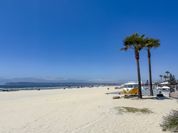 Huge Coronado Beach sand on a sunny day in the morning.