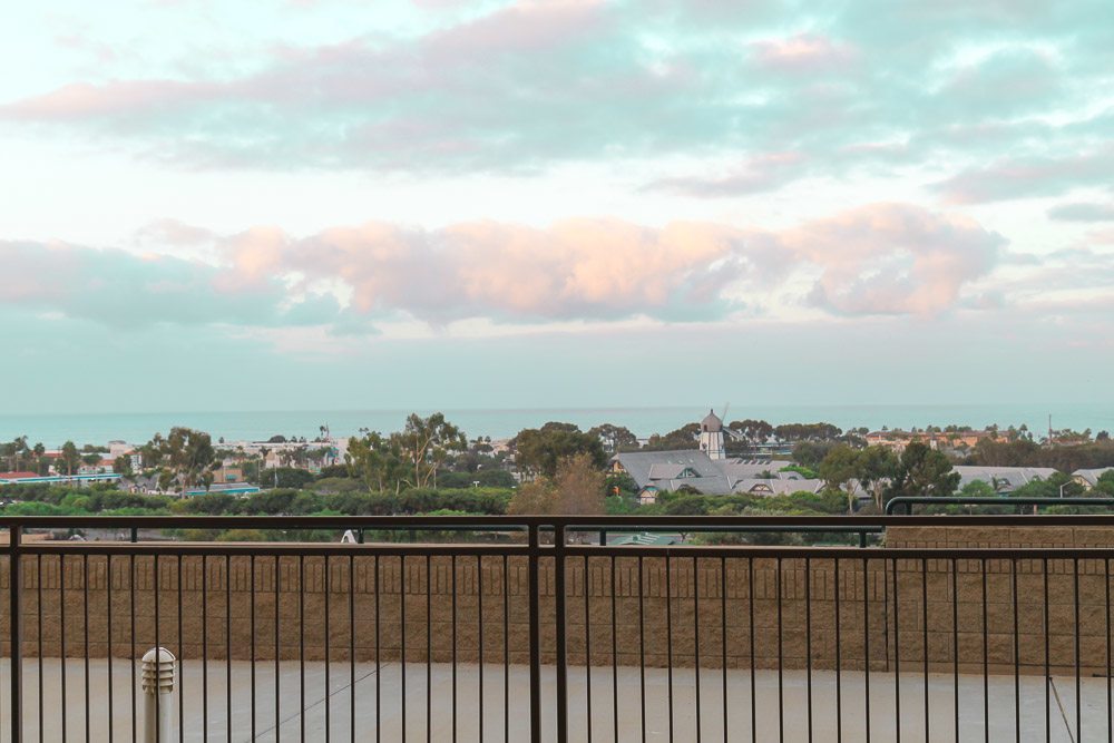View of Carlsbad beach from our room at Grand Pacific Palisades Resort and Hotel