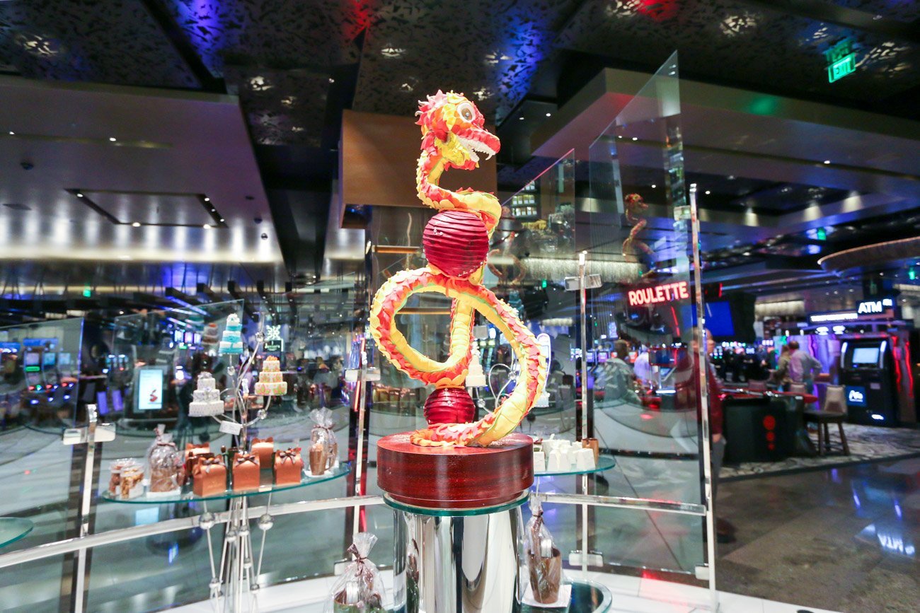 A chocolate dragon at the Aria Resort and Casino in Las Vegas