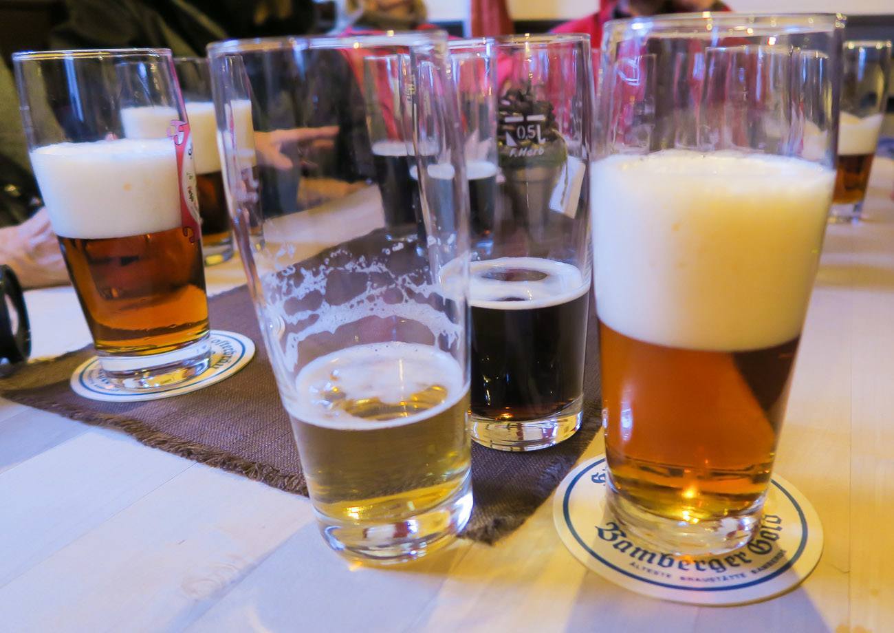 Tasting beer at Klosterbrau brewery in Bamberg Germany