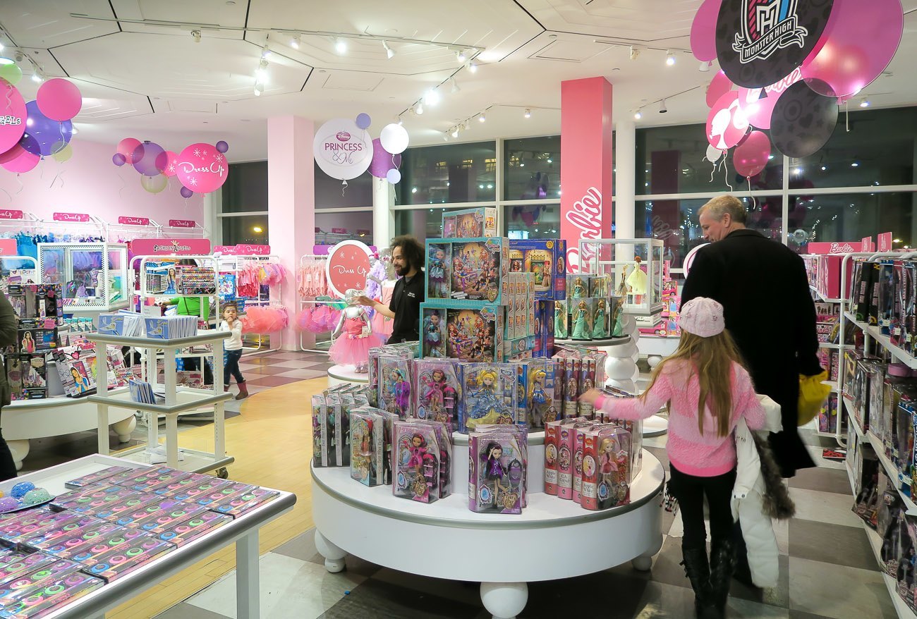 The inside of FAO Schwarz in New York City