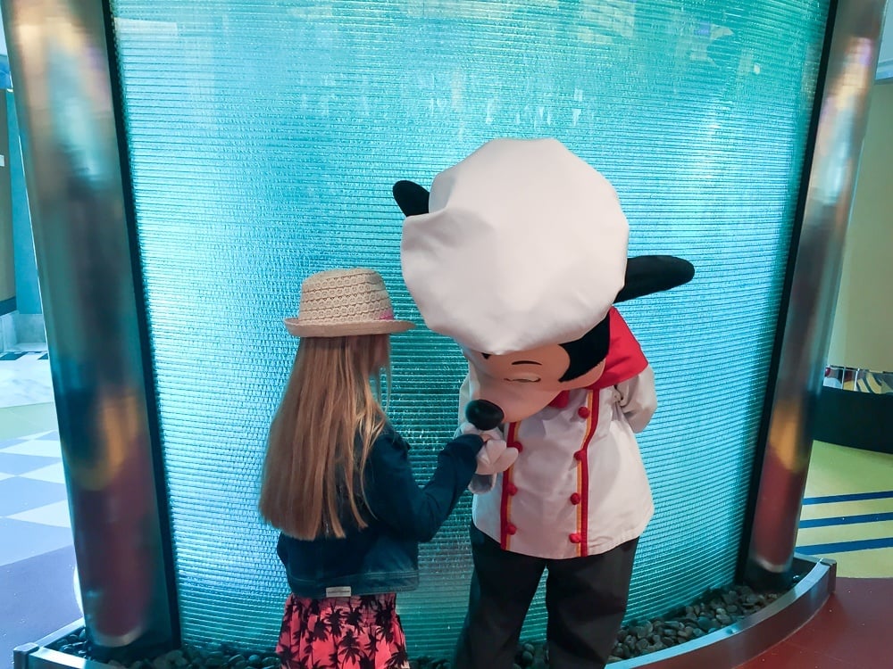 Chef Mickey character dining at Disney's Hollywood Hotel in Hong Kong