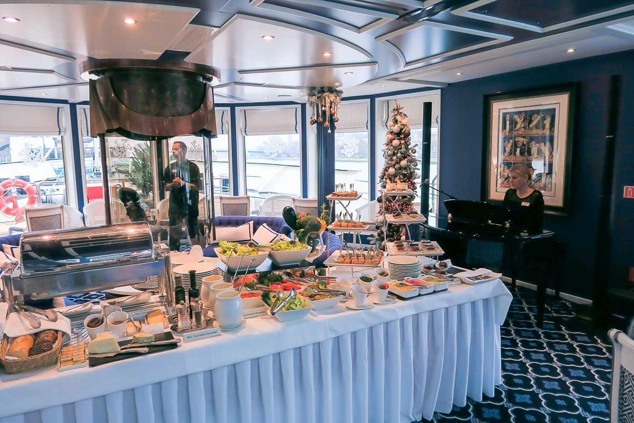 Afternoon tea was served every day on Uniworld's River Queen ship with live piano music.