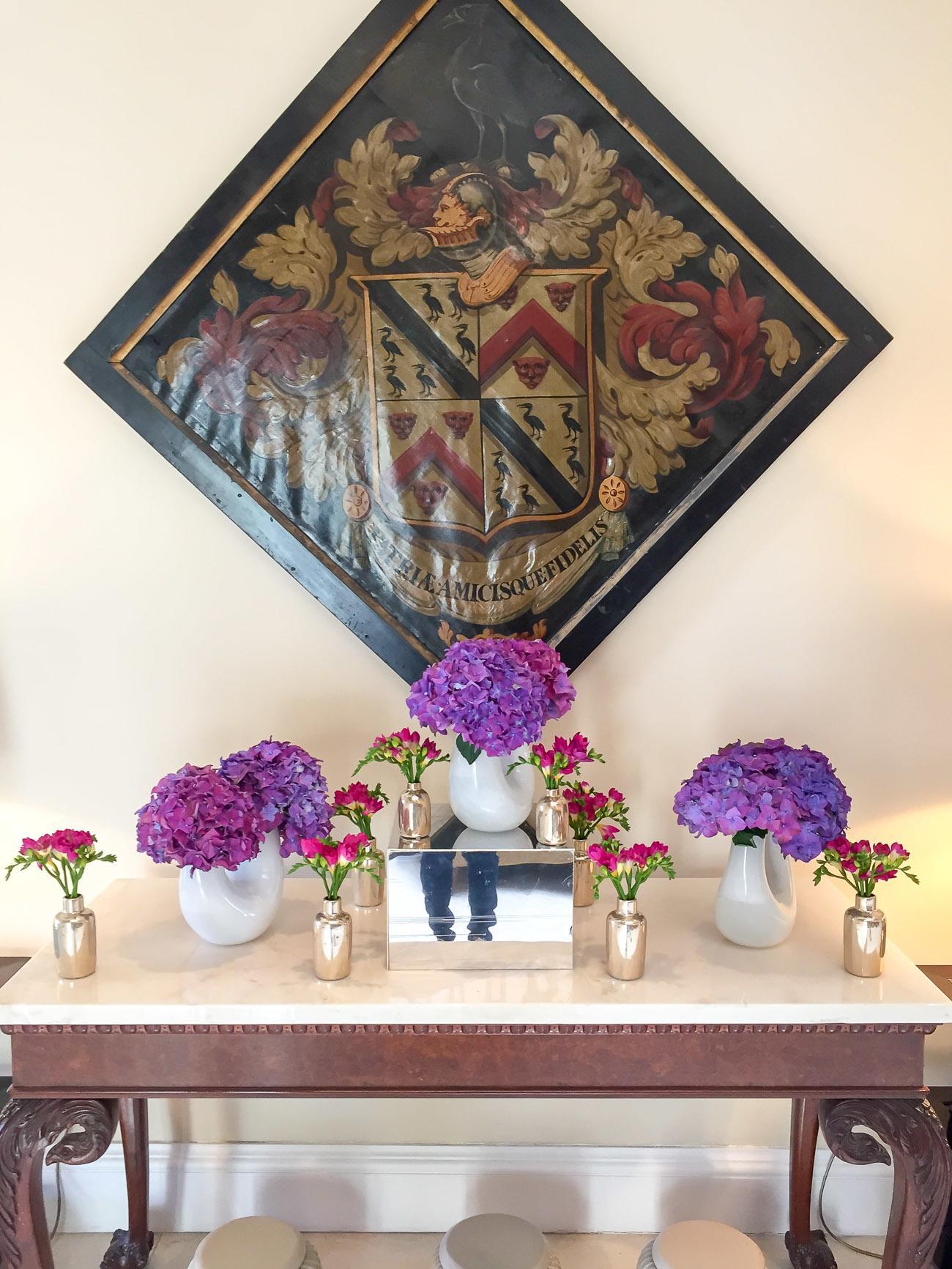 Purple hydrangeas at Four Seasons Hotel Hampshire, England