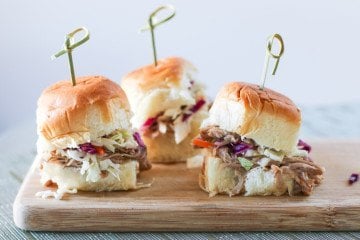 This pulled pork slider recipe involves very few ingredients and a crockpot. It's an easy football recipe!