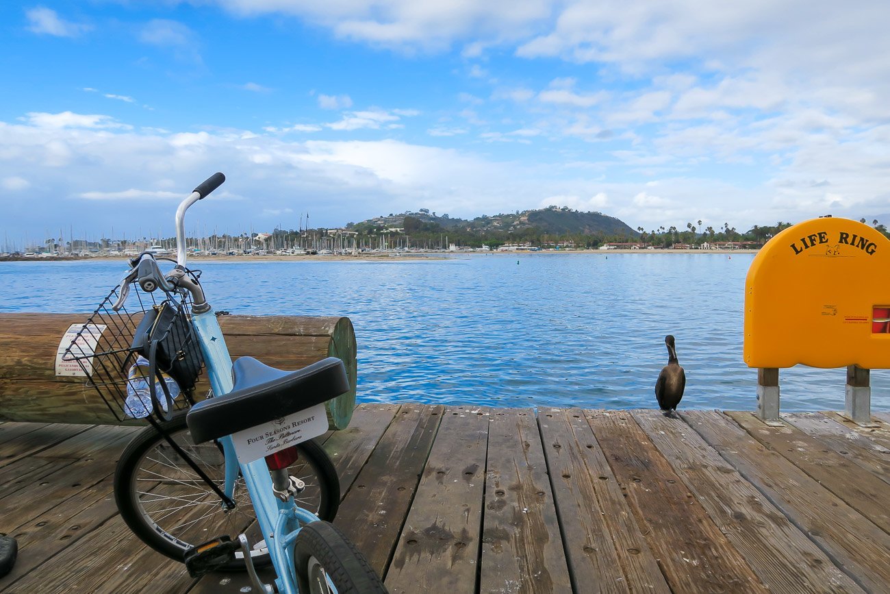 We rode bikes from Four Seasons Resort The Biltmore Santa Barbara to the end of the pier near downtown. So fun.