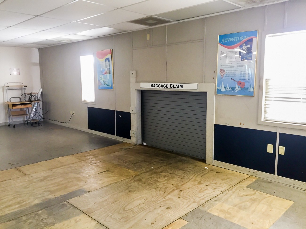 The very simple baggage claim at George Town airport on Great Exuma in the Bahamas