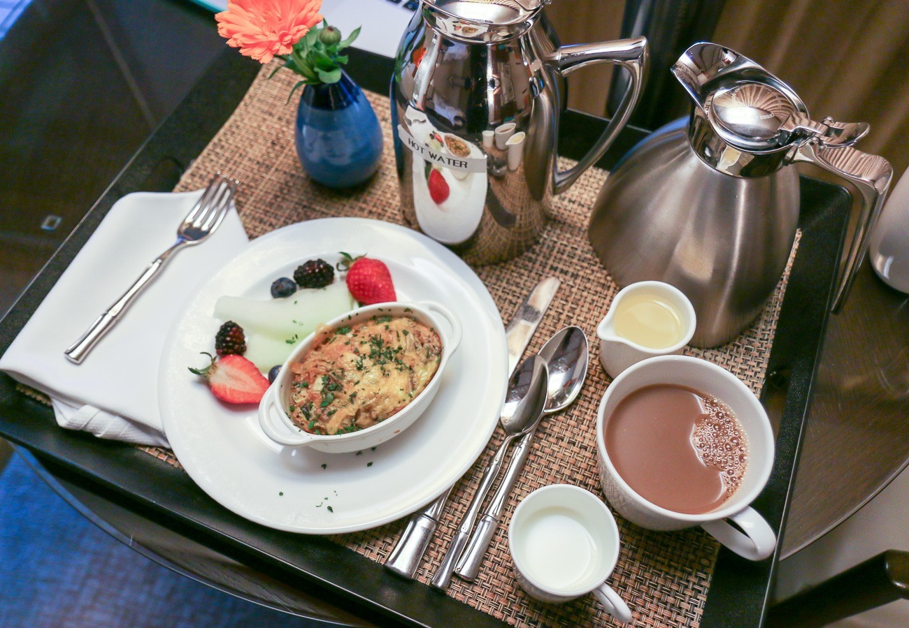 Breakfast is served in your room at the world-famous Golden Door destination spa.