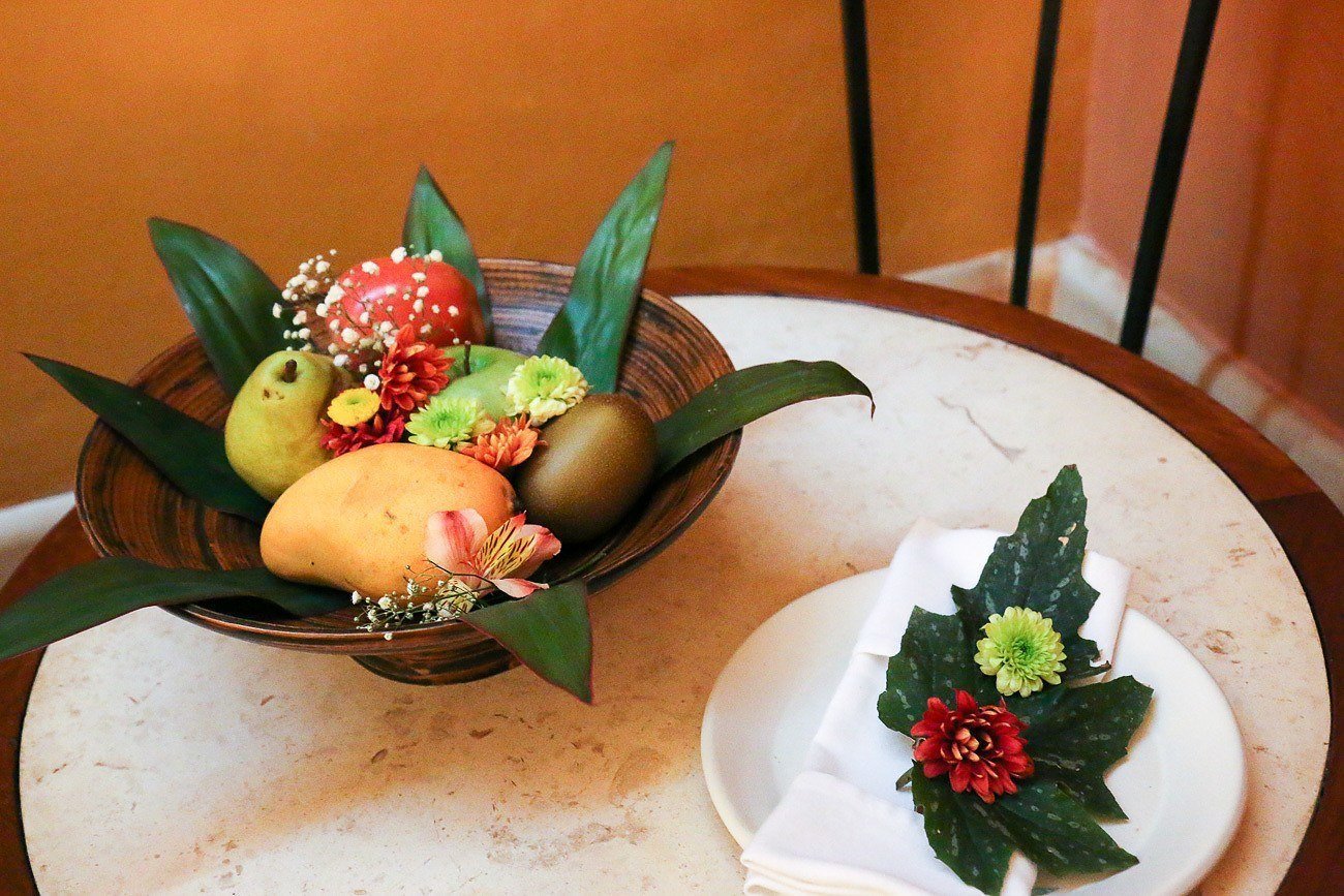 A lovely fruit amenity at Hacienda Petac, a luxury rental near Merida, Mexico