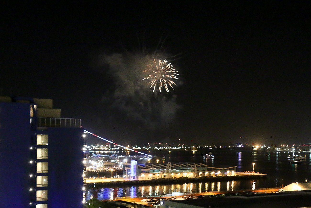 Fireworks seen over the San Diego Bay
