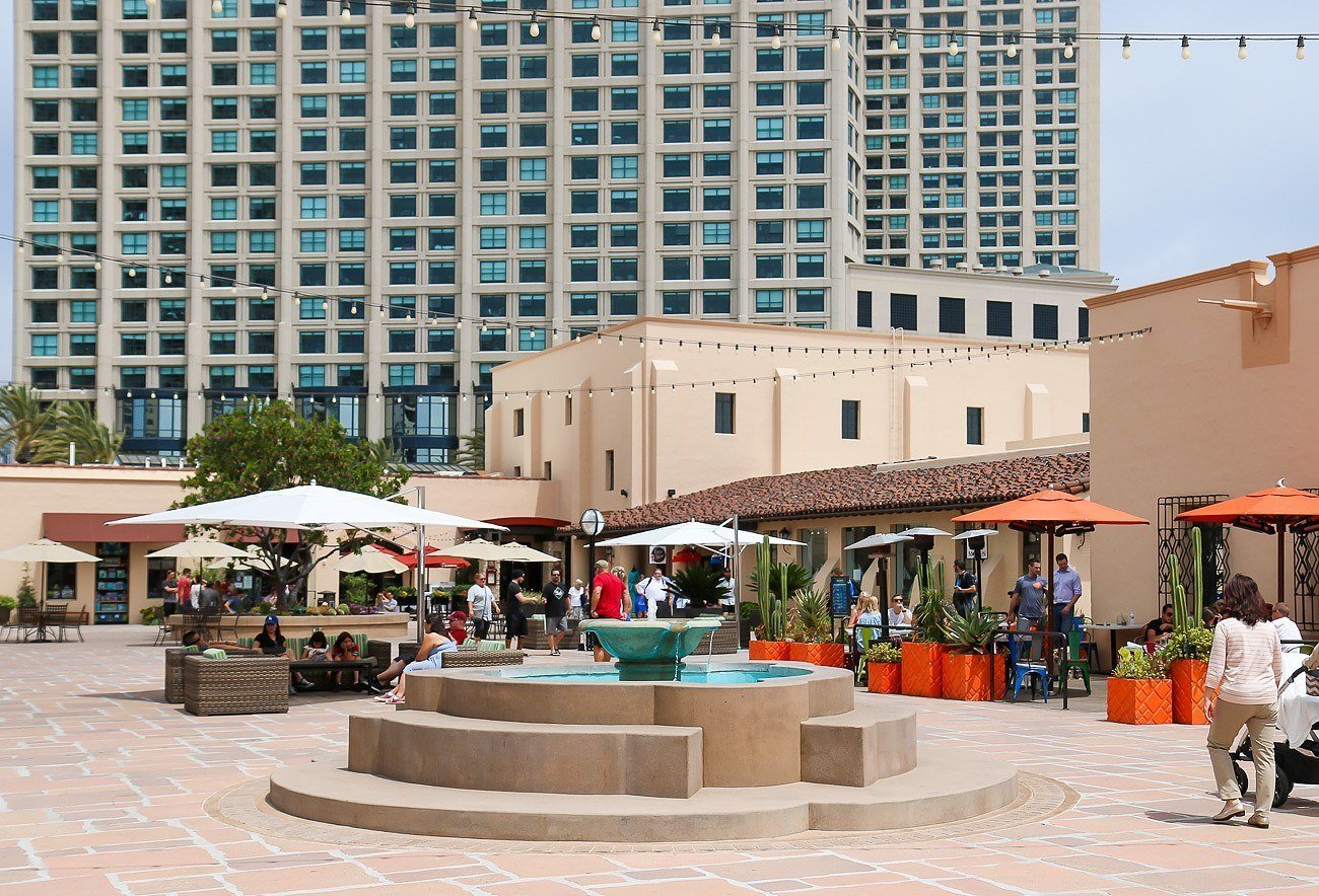 The courtyard inside The Headquarters, a former jail in San Diego that is now an entertainment center.