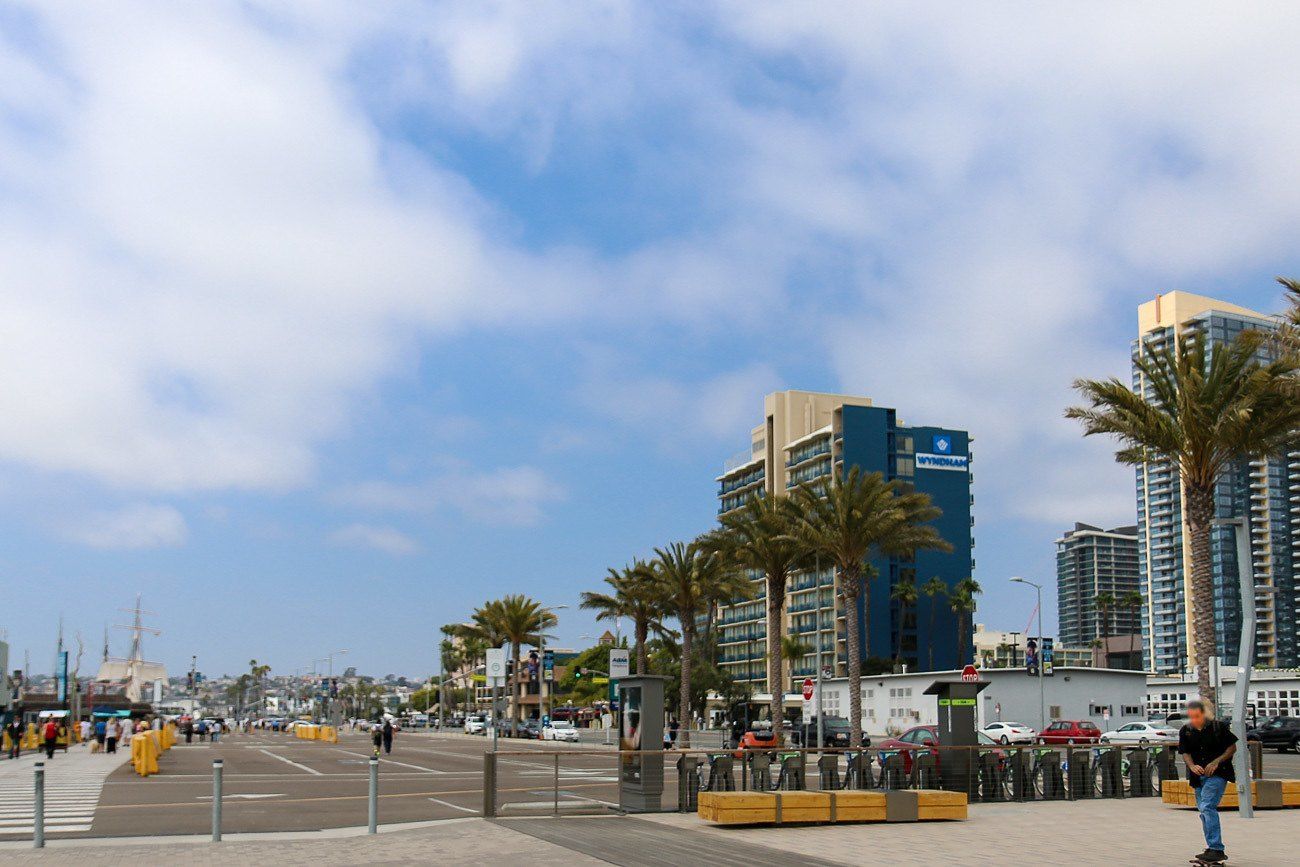 The Wyndham San Diego Bayside as seen walking from Seaport Village