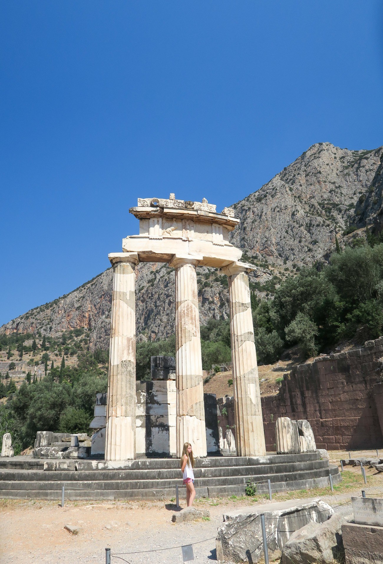 The Temple of Athena or Marmaria at Delphi in Greece.