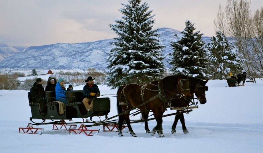 Families love taking sleigh rides in Heber Valley, Utah.