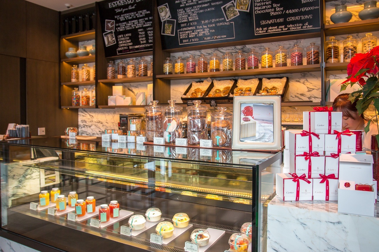 Confections by Four Seasons sells cakes, macarons and pastries to go.