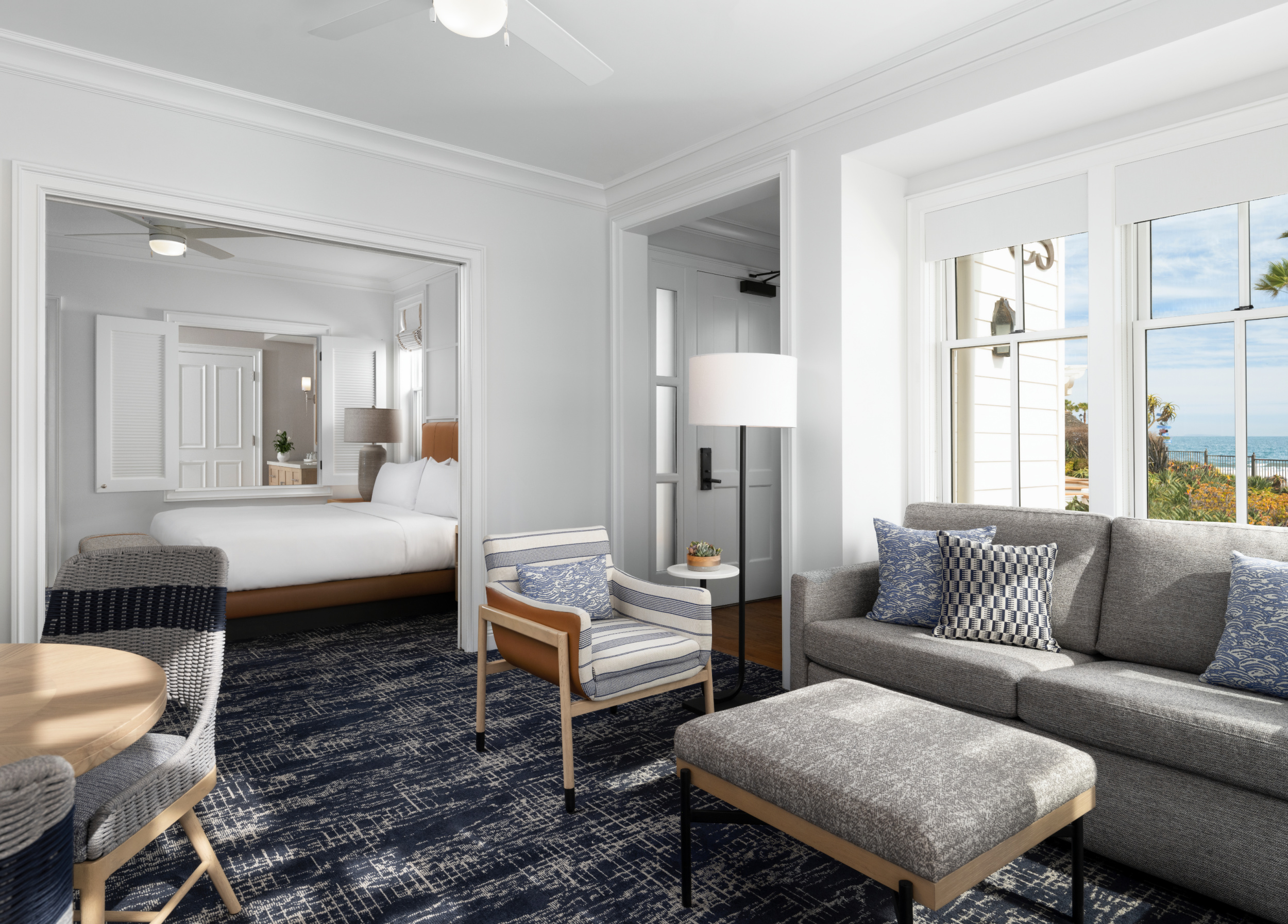 Junior suite interior at Beach Village showing the pocket door.