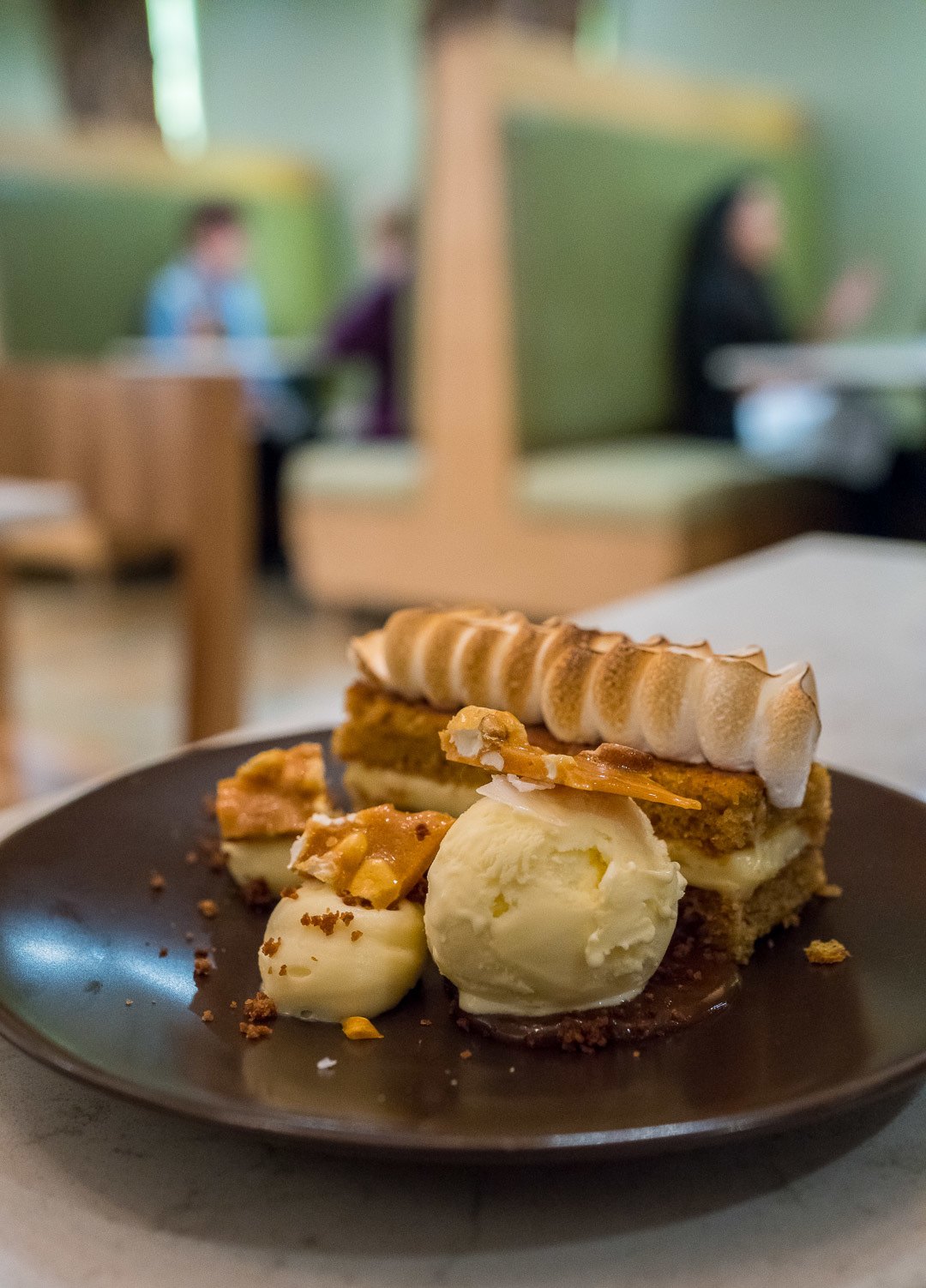 A fall spice cake with buttered popcorn ice cream at DTB restaurant in New Orleans.