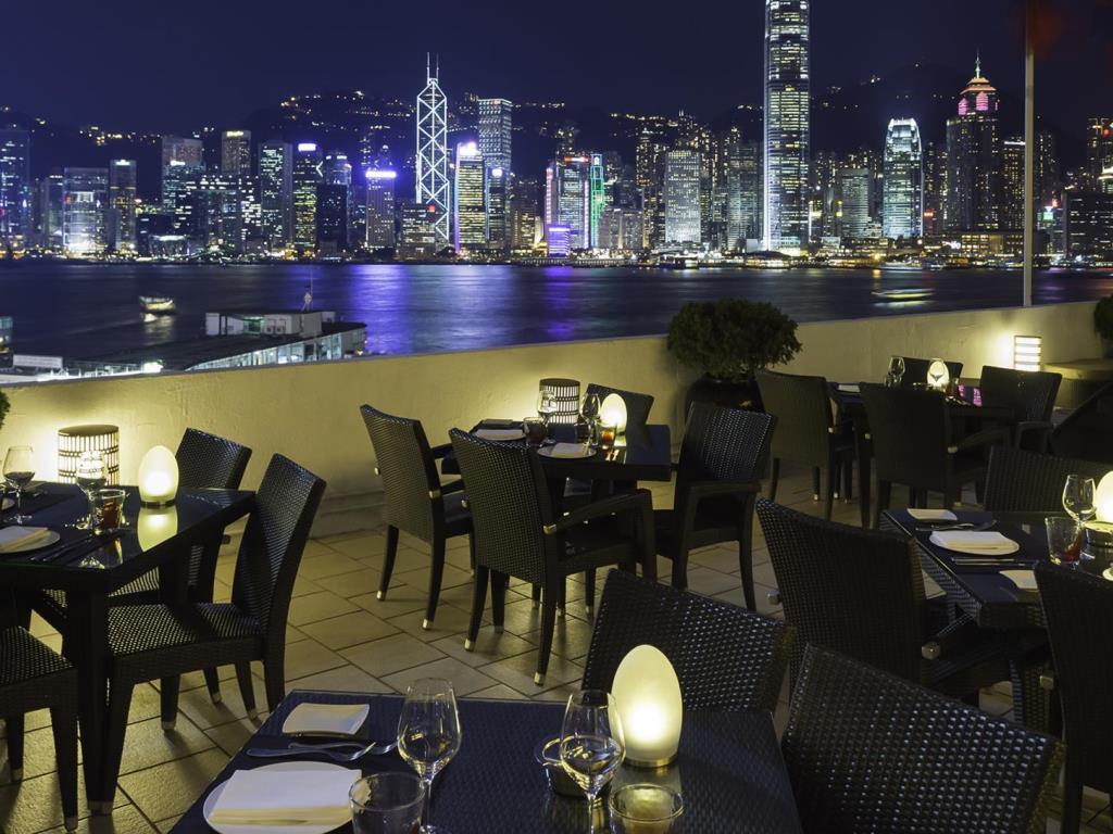 The restaurant terrace at Marco Polo HongKong hotel.