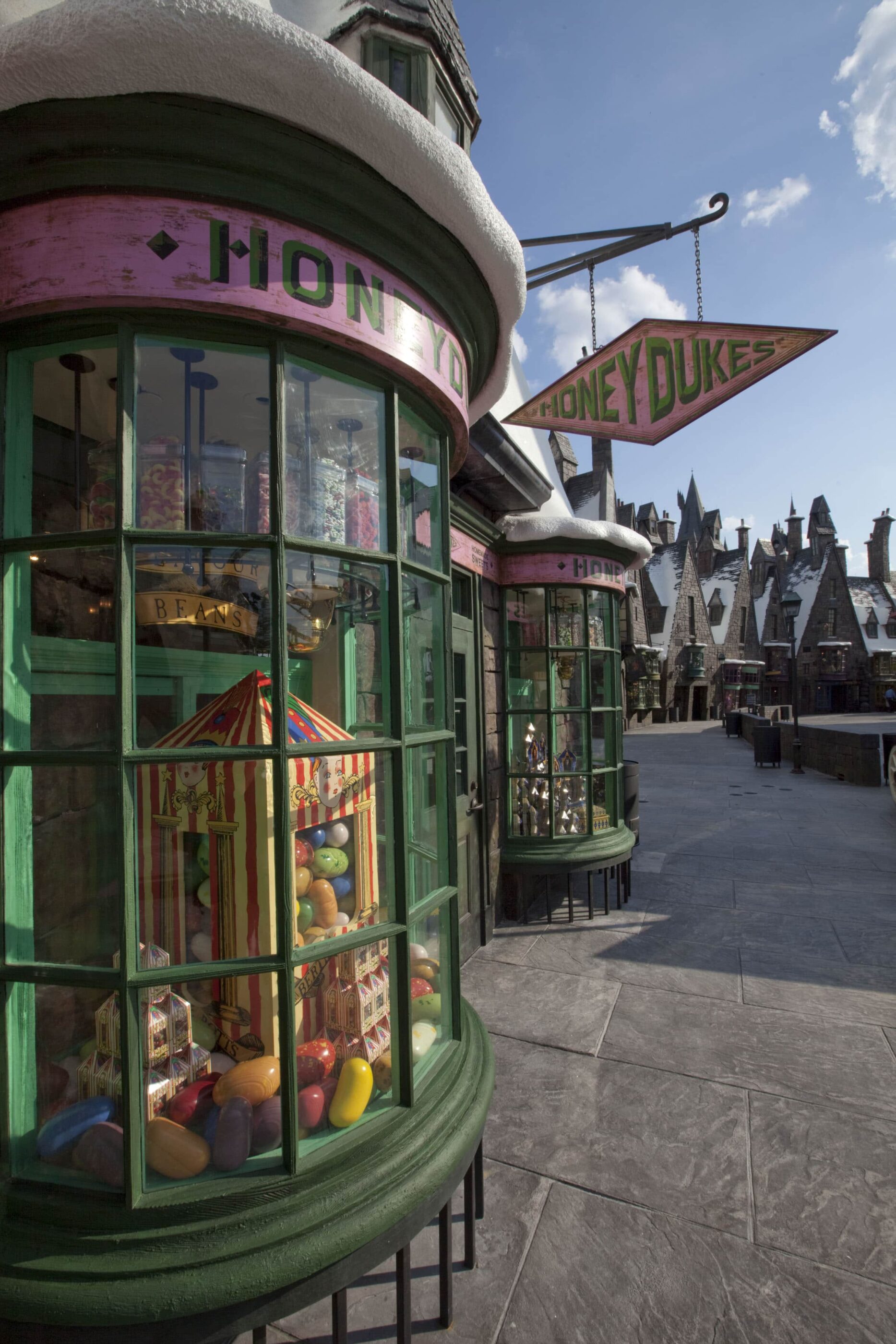 The exterior or Honeydukes candy shop at Universal Studios Orlando.