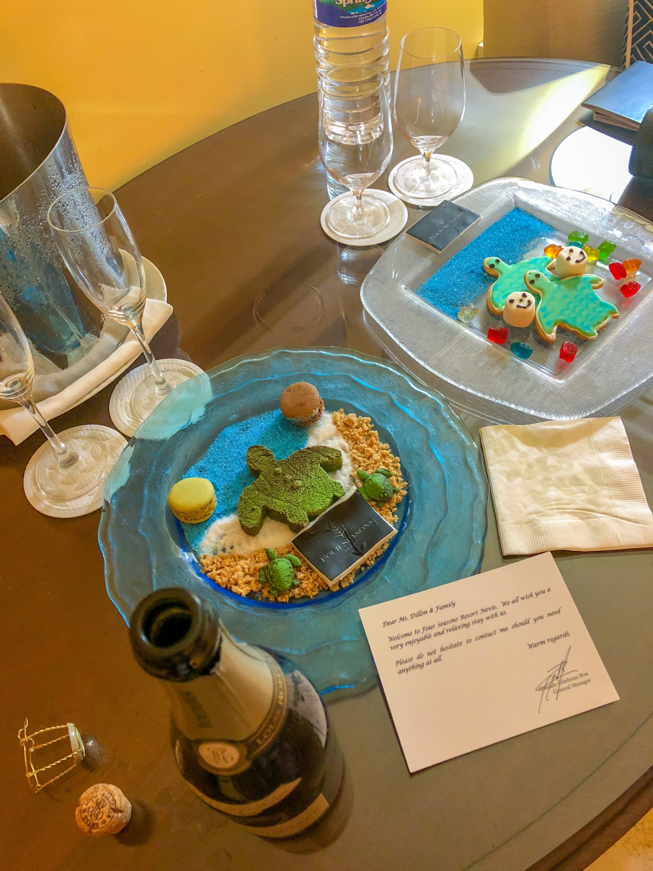 Sea turtle themed amenity at Four Seasons Nevis