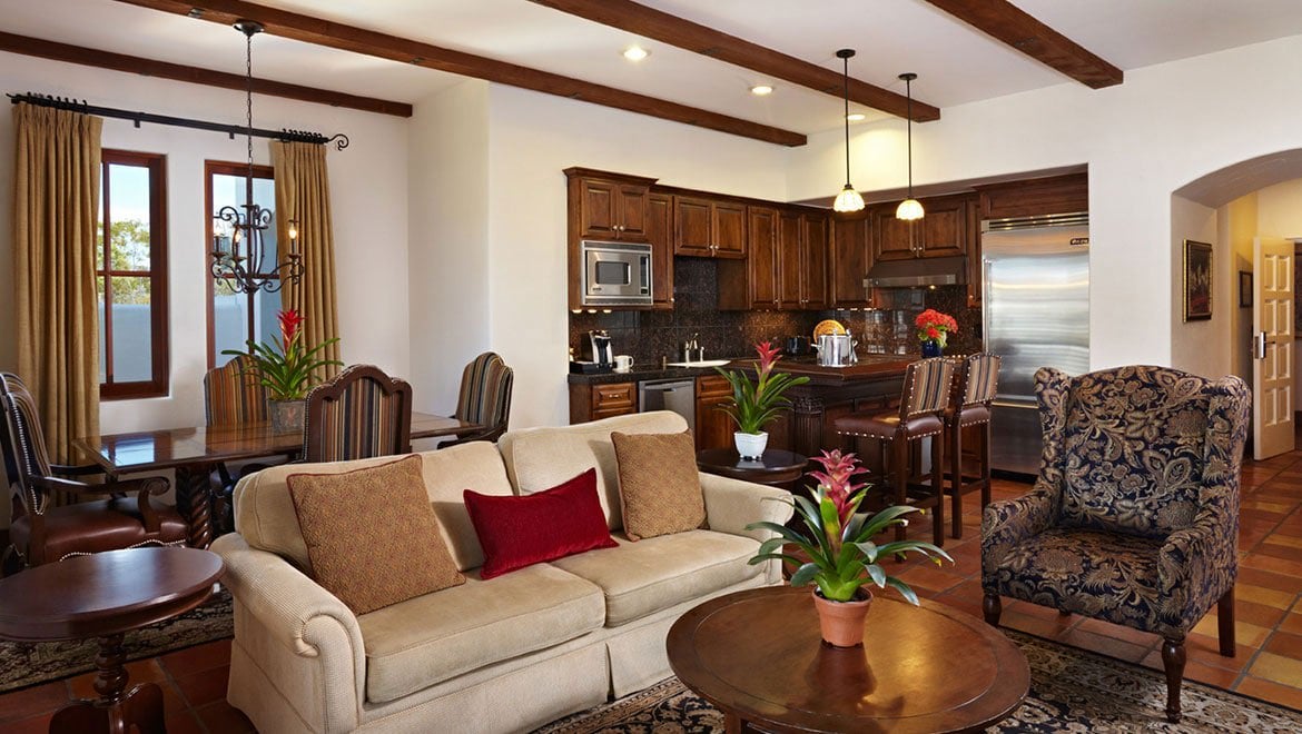 Two-bedroom villa kitchen at Omni La Costa Resort.