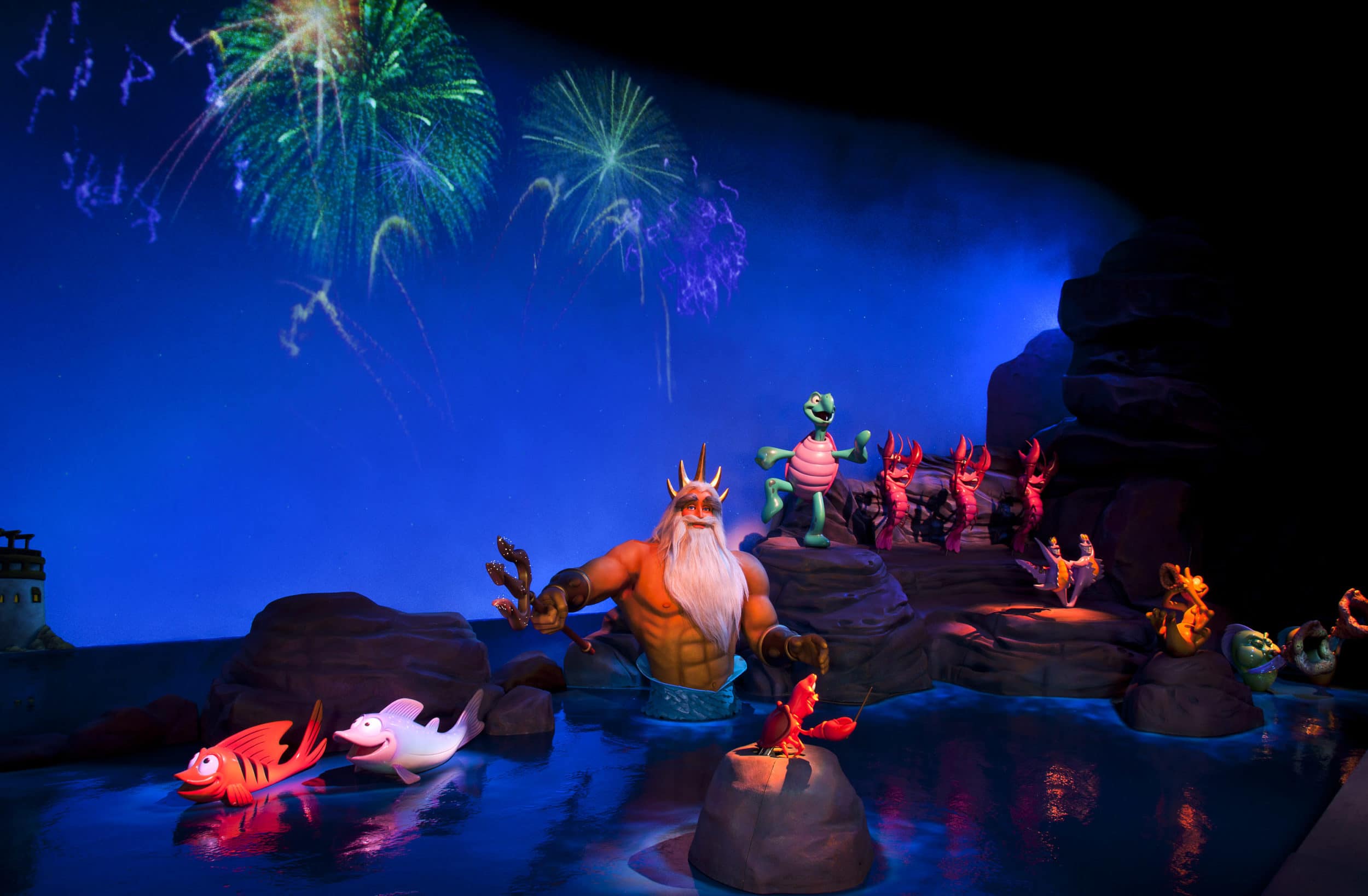 Disney California Adventure: The Little Mermaid ~ Ariel's Undersea Adventure, Happily Ever After scene with King Triton