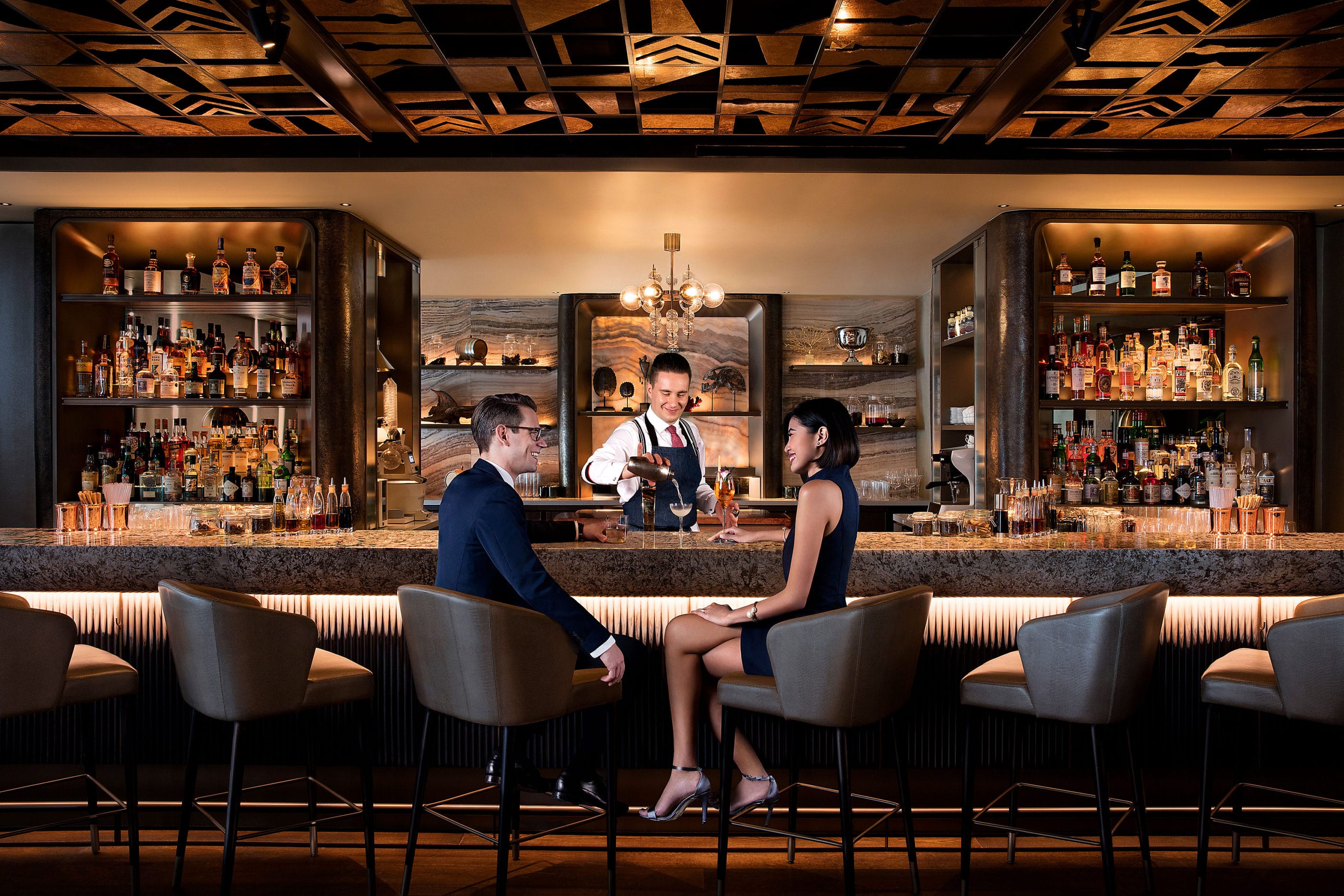 A couple at MO Bar inside Mandarin Oriental, Singapore