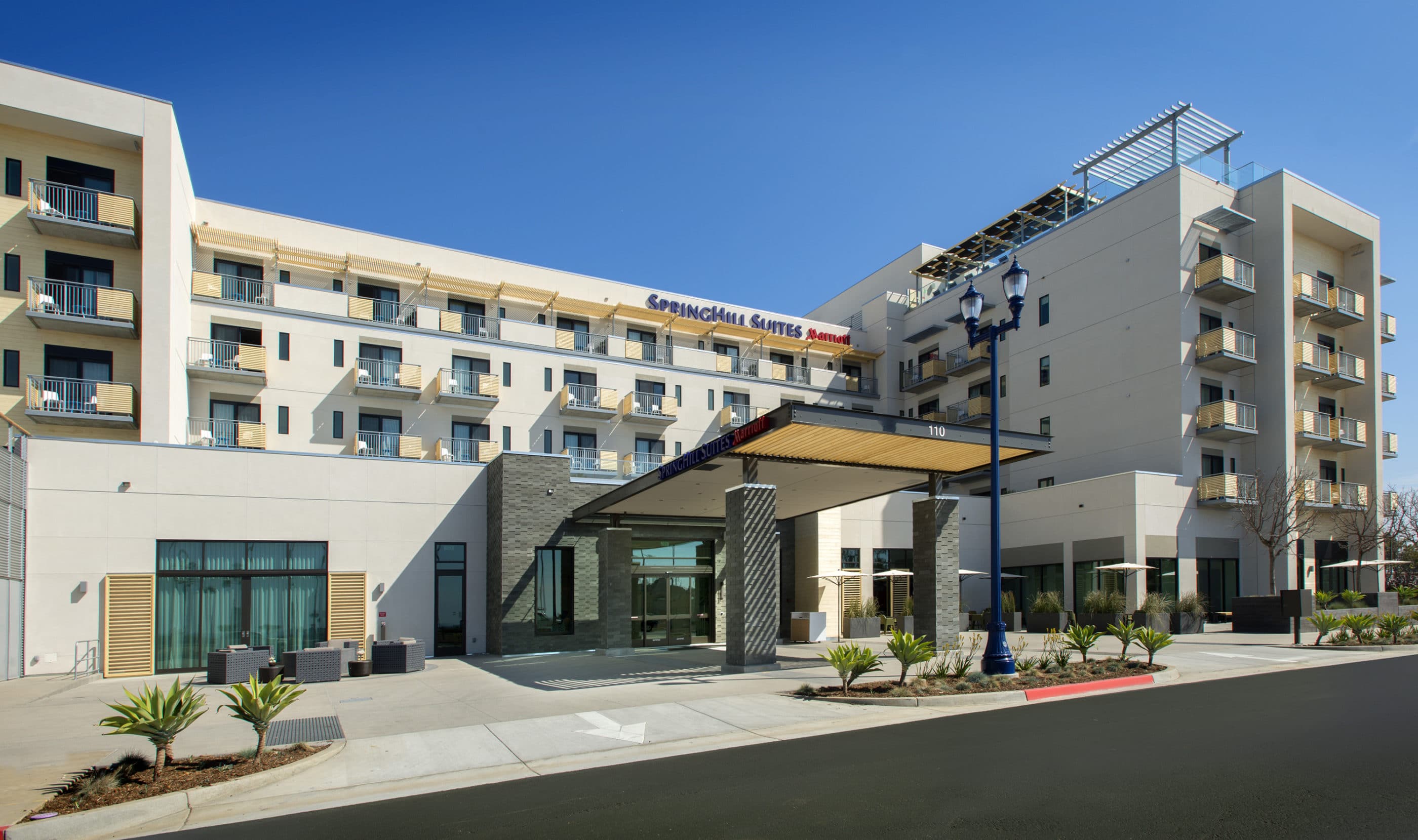 The SpringHill Suites Oceanside exterior view 