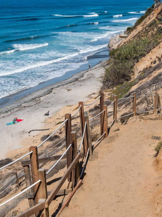 Stairway and path to Beacon's Beach in Encinitas