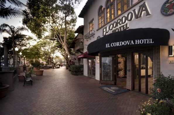 The entrance to El Cordova Hotel in Coronado.