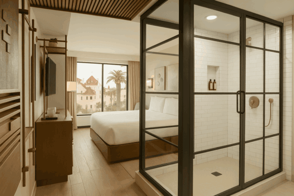 Premium king interior with view of Hotel del Coronado.