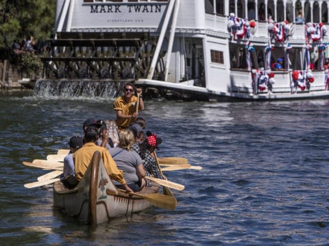 Riders paddle during Davy Crockett's Explorer Canoes