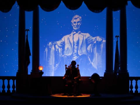 President Lincoln on screen during the Great Moments with Mr. Lincoln at Disneyland