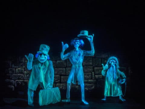 The hitchhiking ghosts as seen during the Haunted Mansion, one of the most popular Disneyland rides.