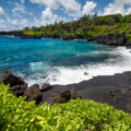 A black sand beach in Maui