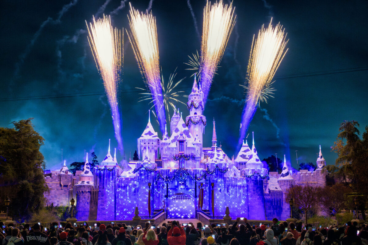 fireworks on castle in Disneyland