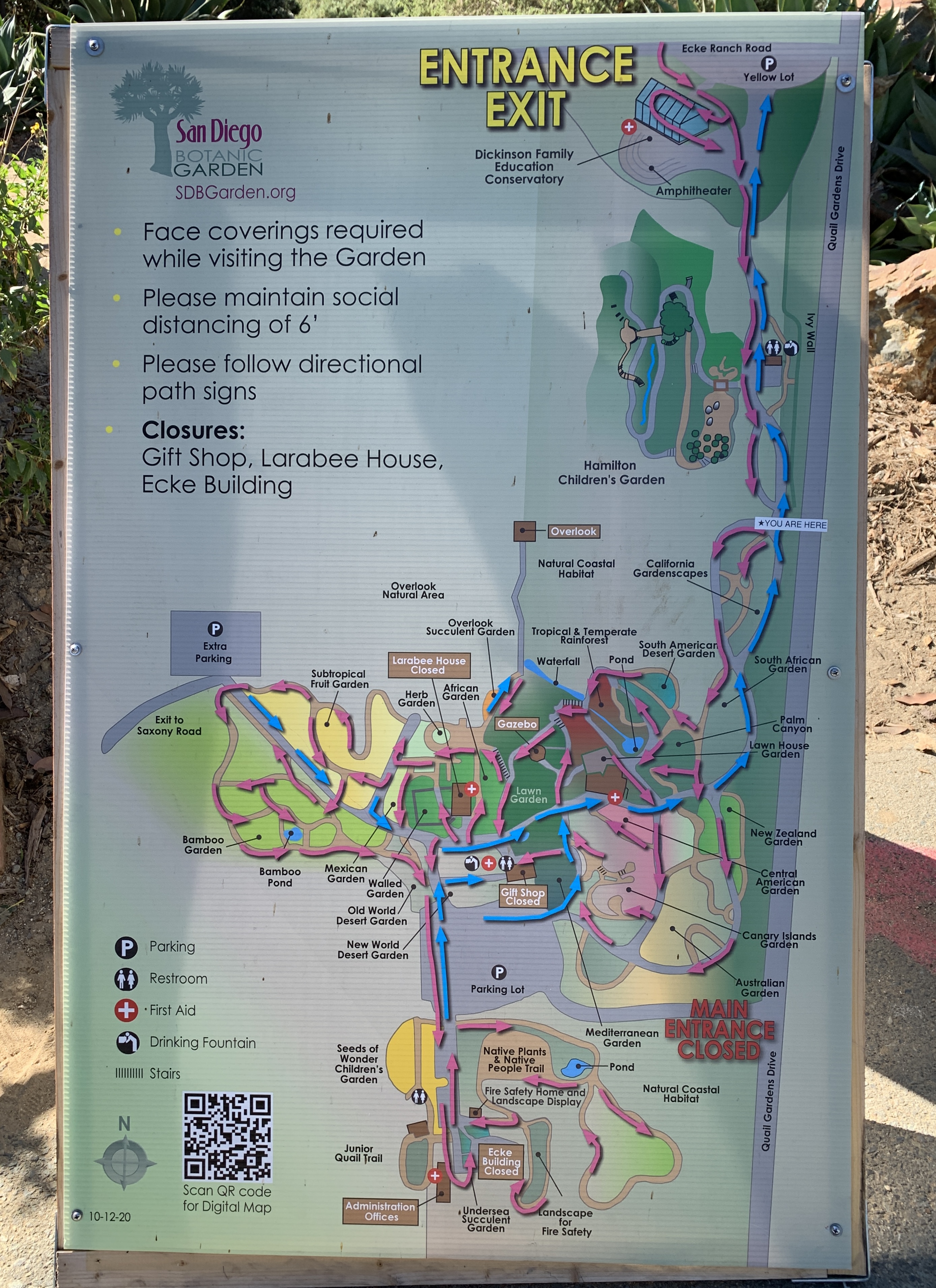 A map of the San Diego Botanic Garden.