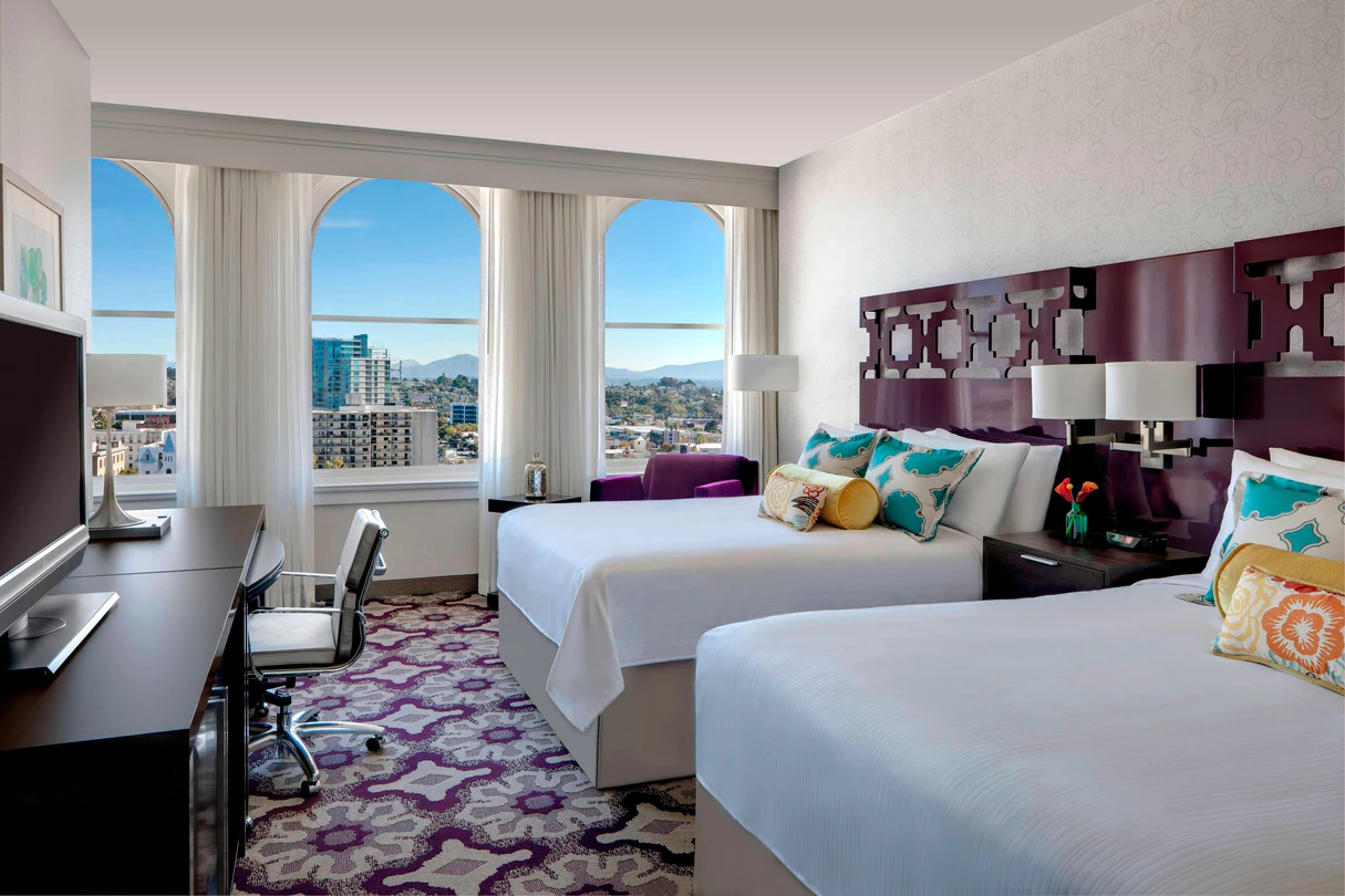 A two queen guest room at Courtyard San Diego Downtown