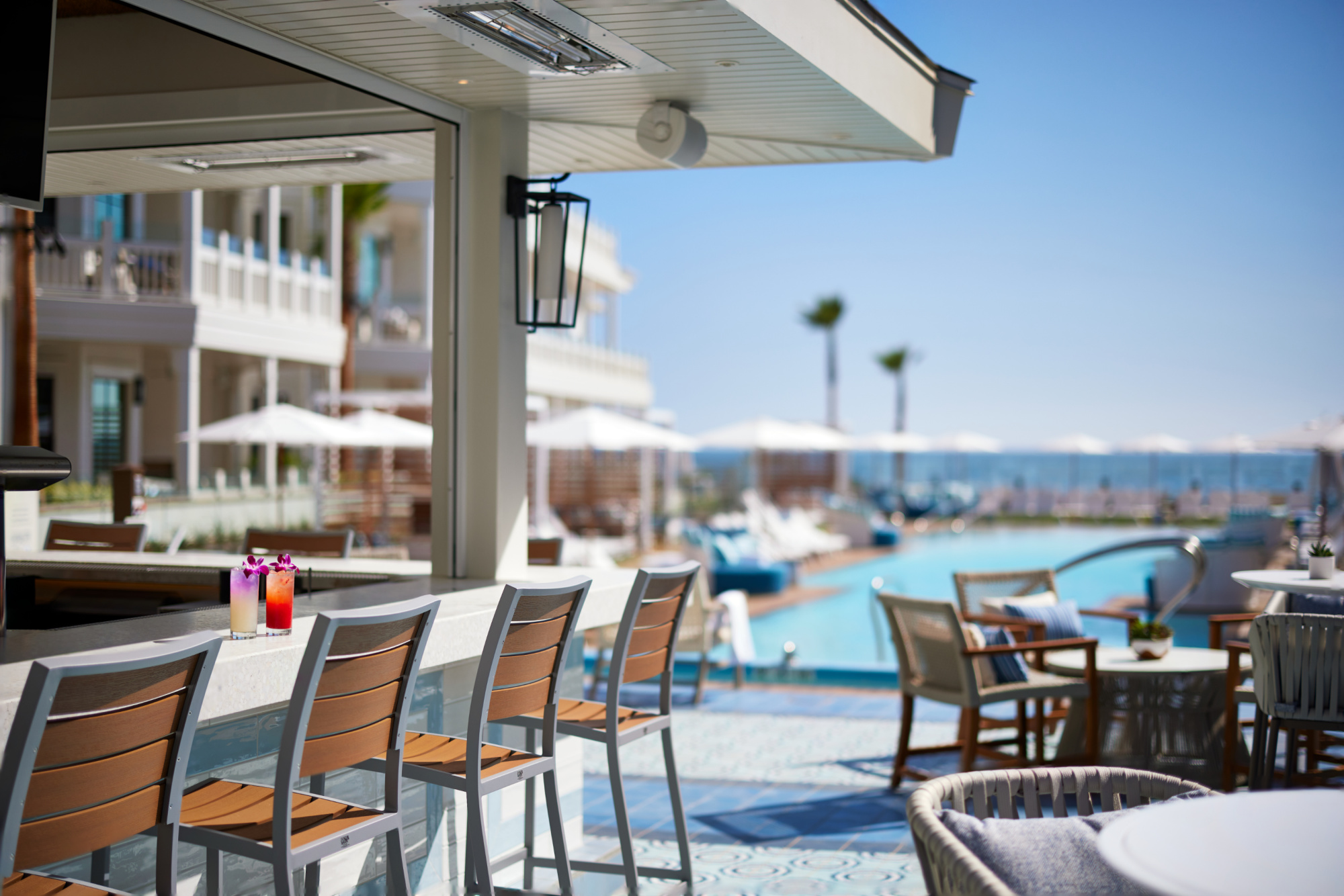 The pool bar area overlooking the pool.