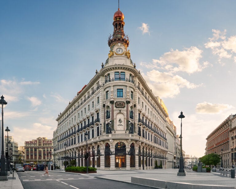 Four Seasons Hotel Madrid exterior view of historic building.