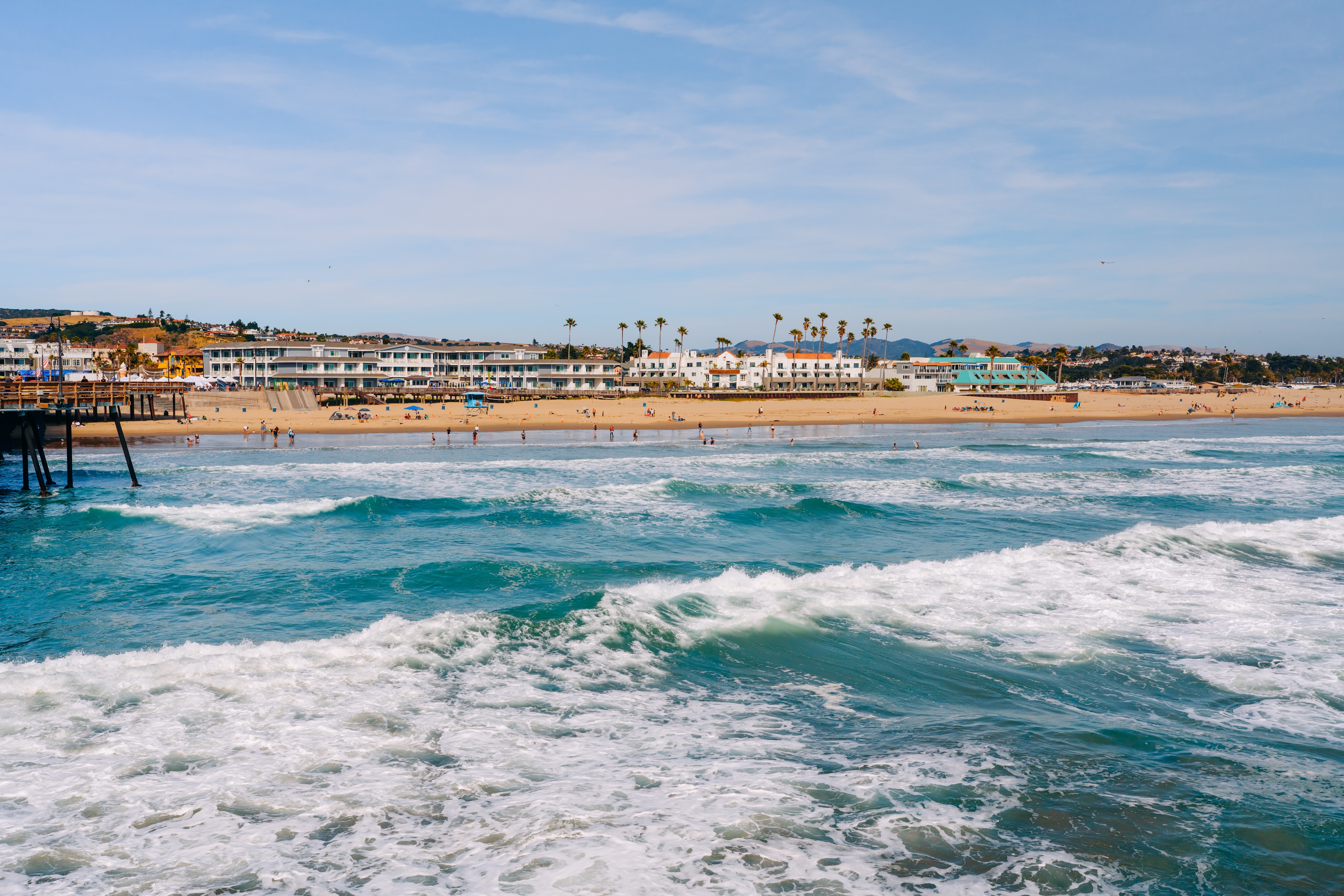 View from the water to the sand at Pismo Beach.