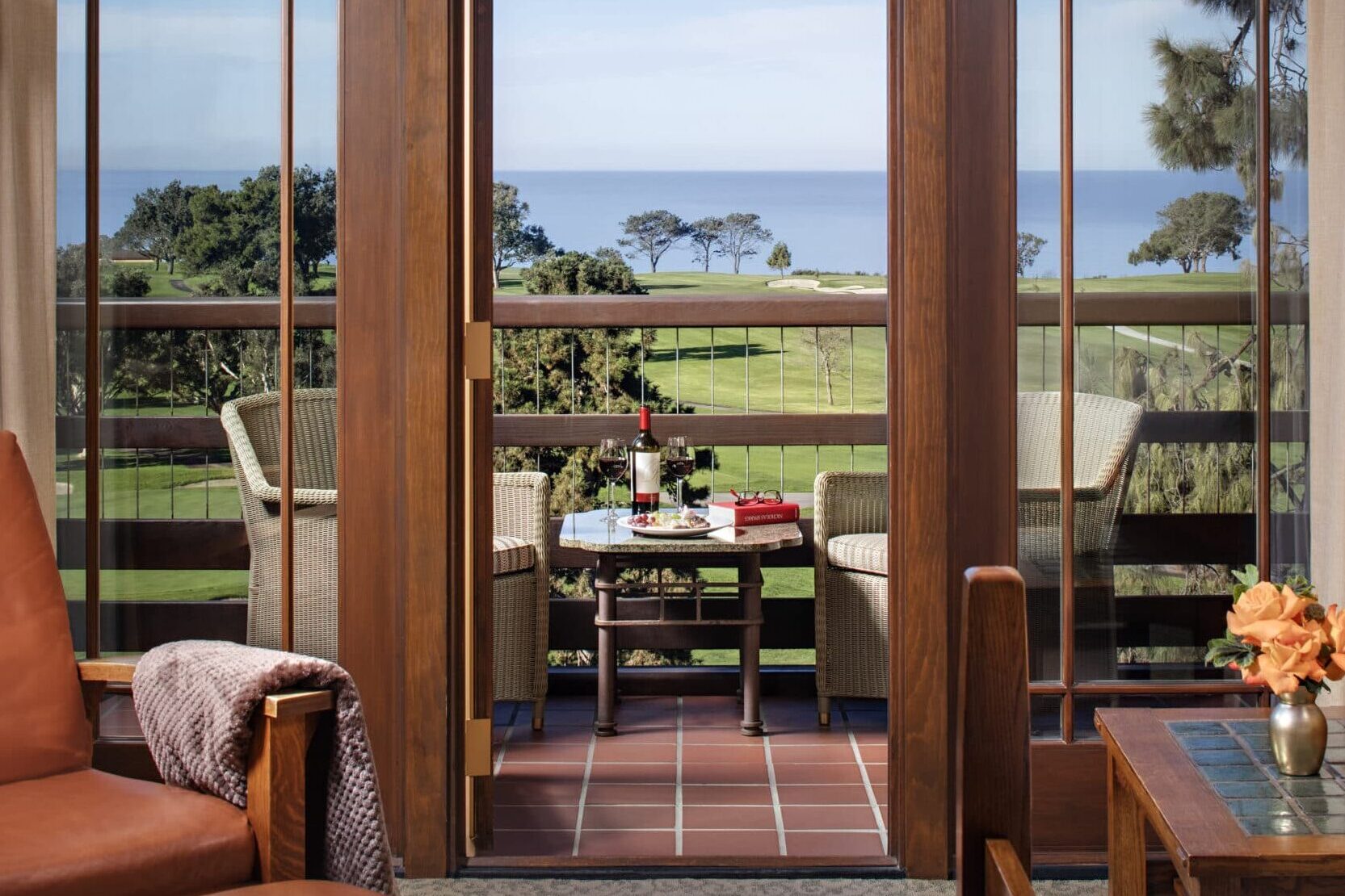 Palisade room at The Lodge at Torrey Pines overlooking the ocean and Torrey Pines Golf Course