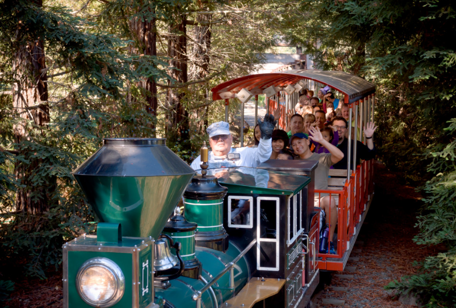 People riding in Gilroy Gardens Bonfante Railroad Train Ride